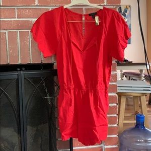 red jcrew romper, sz xs